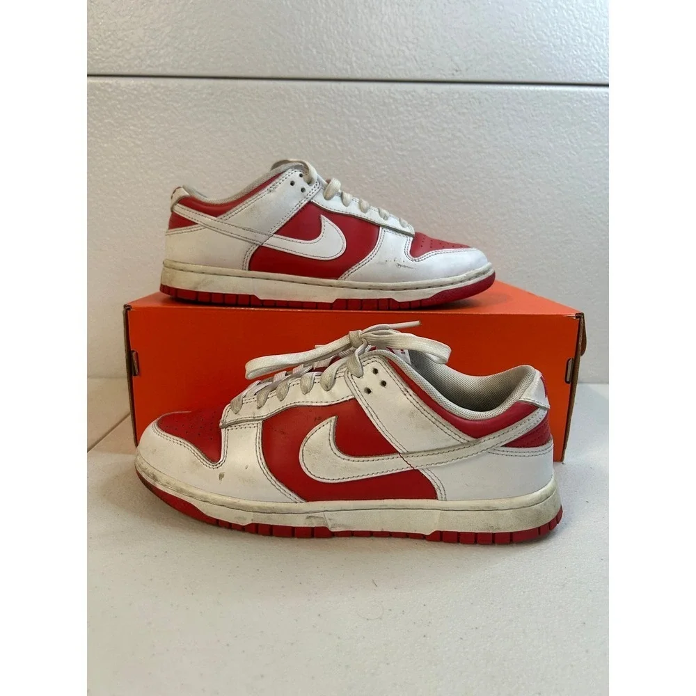 Nike Dunk Low University Red White Sneakers Mens 8 #2459